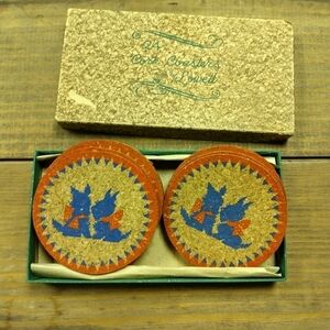 17 Vintage Scotty Dog Cork Coasters by Lowell 1950s MCM Scottish Terrier 50s
